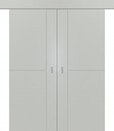 Межкомнатная дверь Графика-2 Серый матовый КУПЕ двухстворчатая V. Doors