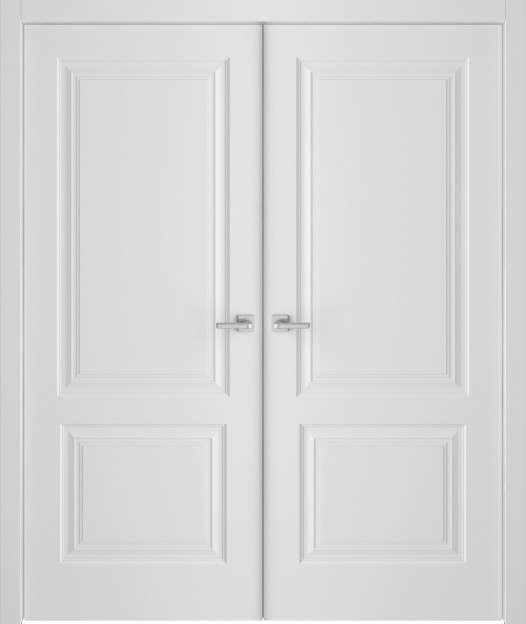 Межкомнатная дверь Симпл-5 ПГ эмаль белая распашная двухстворчатая РУМАКС