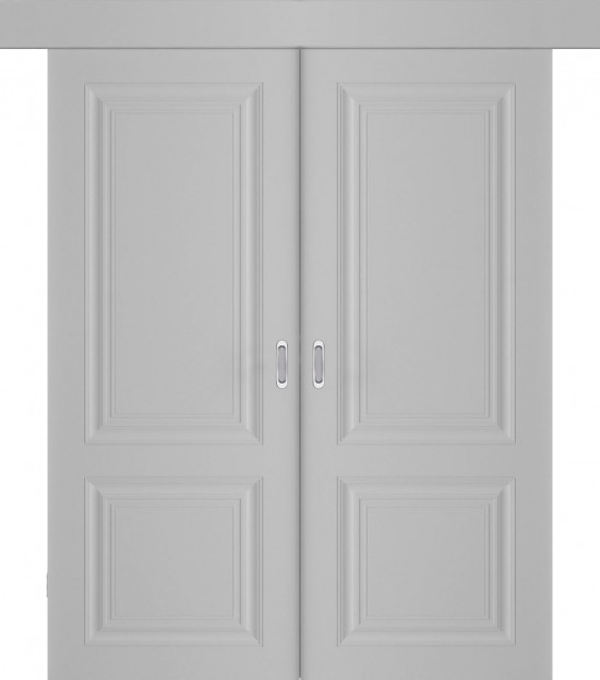 Межкомнатная дверь СК-2 Серый матовый КУПЕ двухстворчатая V. Doors